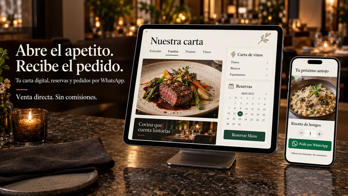 Ejemplo conceptual de carta digital táctil y reservas para restaurantes diseñado por Josfer